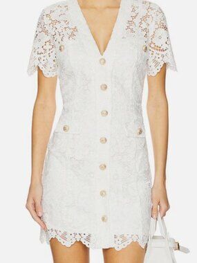 Generation Love Women's White Anne Lace V-Neck Mini Dress Size S